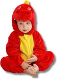 BoefieBoef Dieren Kleuter Onesie Peuter Pyjama Kinderen 2 tot 4 jaar - Verkleedpak met Luierrits - Voor Carnaval Halloween - Cadeau tip - Superzacht Flanel - Baby Kerst - Boxpak - Jongen - Meisje - Kruippak - Winterpak - Dinosaurus - Rood Geel