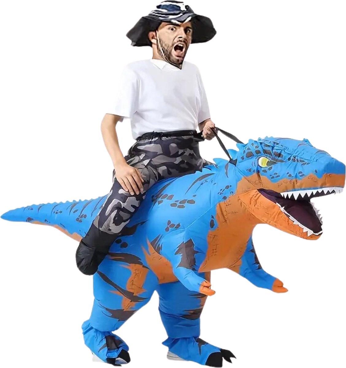 Bovista Dino Pak - Kostuum - Opblaasbaar - Dinosaurus - Opblaas - Halloween - Carnavalskleding - Heren - Dames - Volwassenen - Cosplay - Blauw