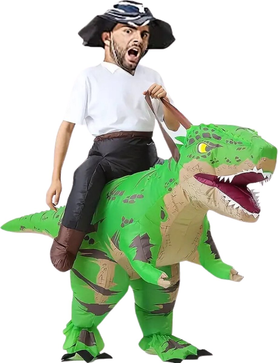 Bovista Dino Pak - Kostuum - Opblaasbaar - Dinosaurus - Opblaas - Halloween - Carnavalskleding - Heren - Dames - Volwassenen - Cosplay - Groen