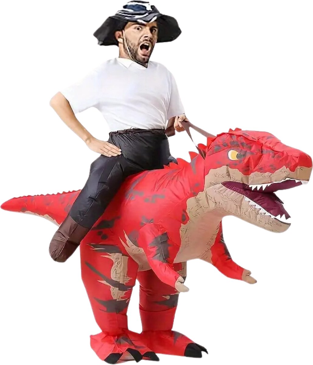 Bovista Dino Pak - Kostuum - Opblaasbaar - Dinosaurus - Opblaas - Halloween - Carnavalskleding - Heren - Dames - Volwassenen - Cosplay - Rood