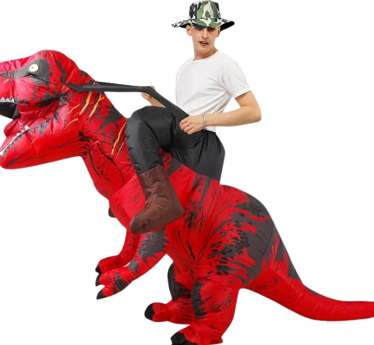 Bovista Dino Pak - Kostuum - Opblaasbaar - Dinosaurus - Opblaas - Halloween - Carnavalskleding - Heren - Dames - Volwassenen - Halloweenkostuum - Rood