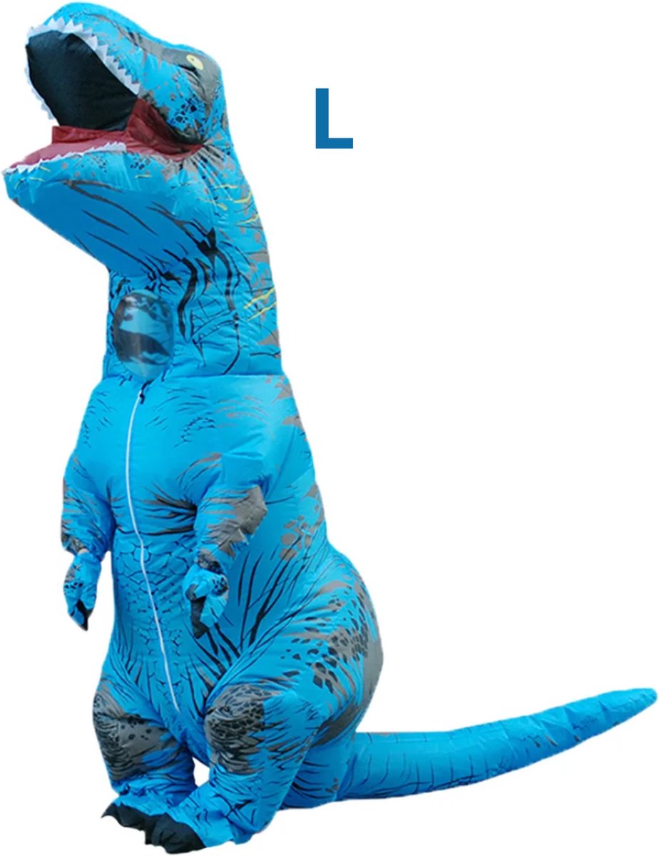 Bovista Dino Pak - Kostuum - Opblaasbaar - Dinosaurus - Opblaas - Halloween - Carnavalskleding - Heren - Dames - Volwassenen - L - Blauw