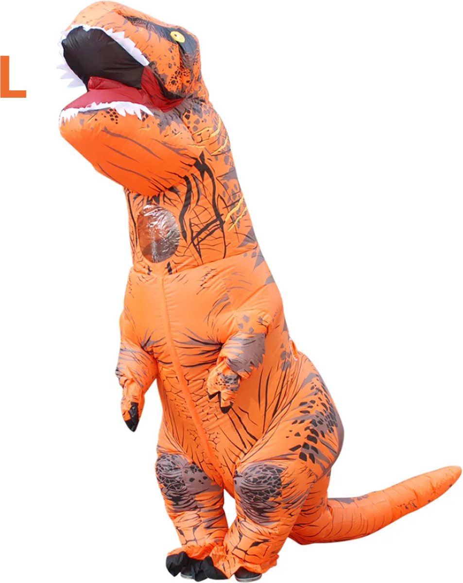 Bovista Dino Pak - Kostuum - Opblaasbaar - Dinosaurus - Opblaas - Halloween - Carnavalskleding - Heren - Dames - Volwassenen - L - Oranje