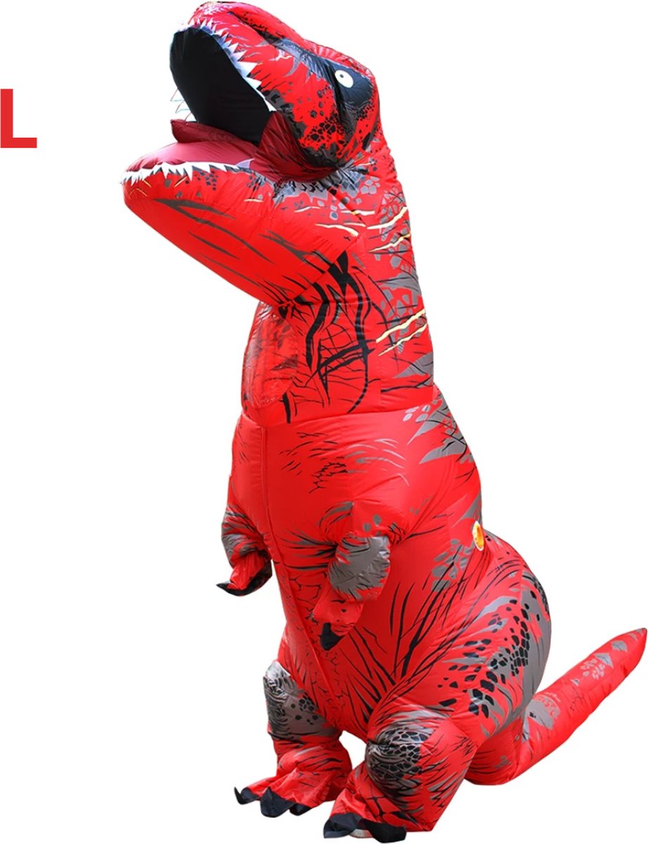 Bovista Dino Pak - Kostuum - Opblaasbaar - Dinosaurus - Opblaas - Halloween - Carnavalskleding - Heren - Dames - Volwassenen - L - Rood