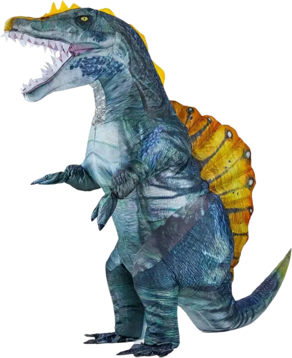 Bovista Dino Pak - Kostuum - Opblaasbaar - Dinosaurus - Opblaas - Halloween - Carnavalskleding - Heren - Dames - Volwassenen - Spino - Blauw