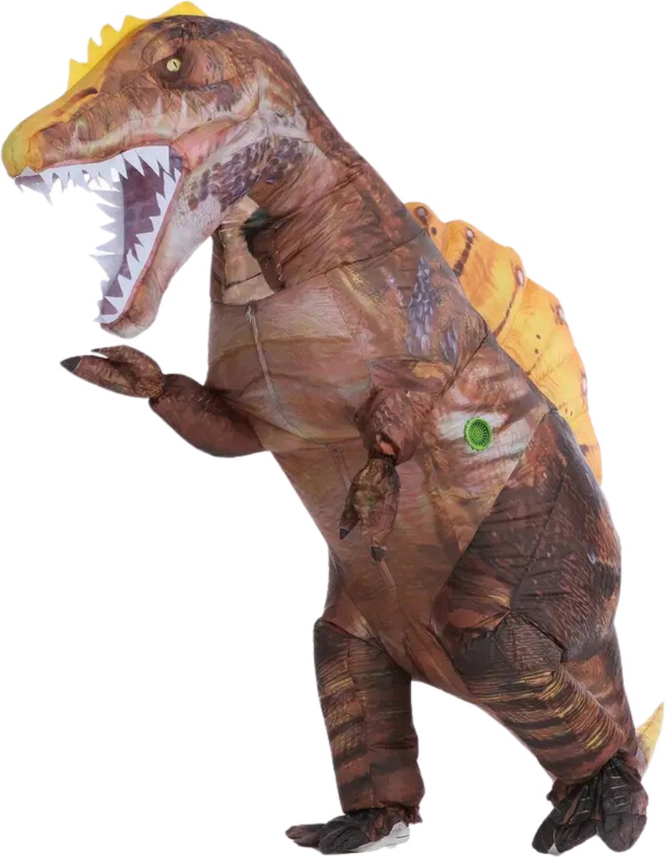 Bovista Dino Pak - Kostuum - Opblaasbaar - Dinosaurus - Opblaas - Halloween - Carnavalskleding - Heren - Dames - Volwassenen - Spino - Bruin