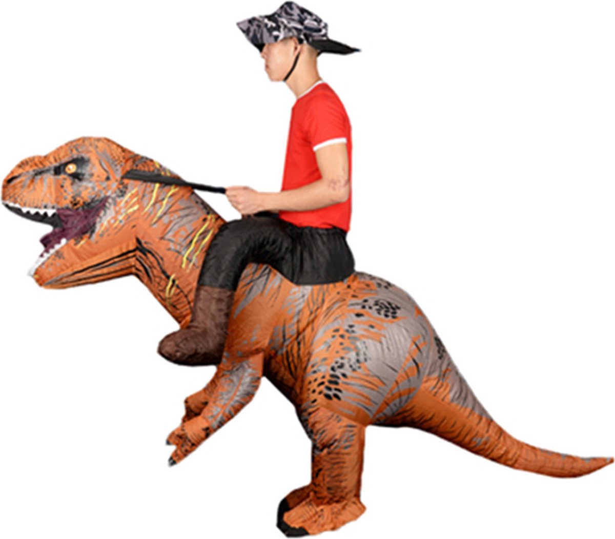 Bovista Dino Pak - Kostuum - Opblaasbaar - Dinosaurus - Opblaas - Halloween - Carnavalskleding - Heren - Dames - Volwassenen - T-Rex - Bruin