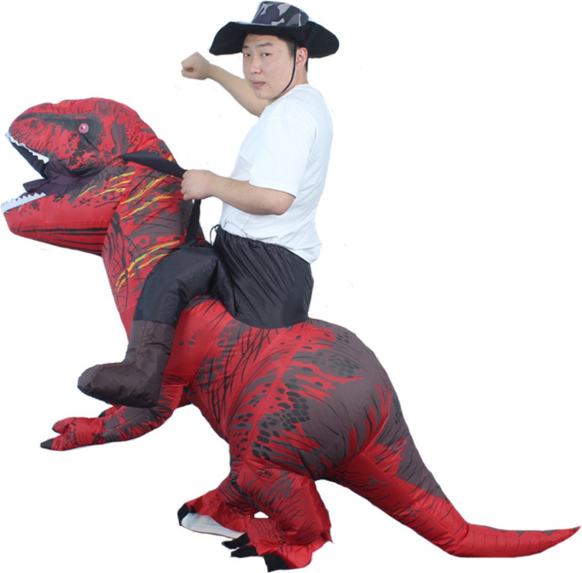 Bovista Dino Pak - Kostuum - Opblaasbaar - Dinosaurus - Opblaas - Halloween - Carnavalskleding - Heren - Dames - Volwassenen - T-Rex - Rood