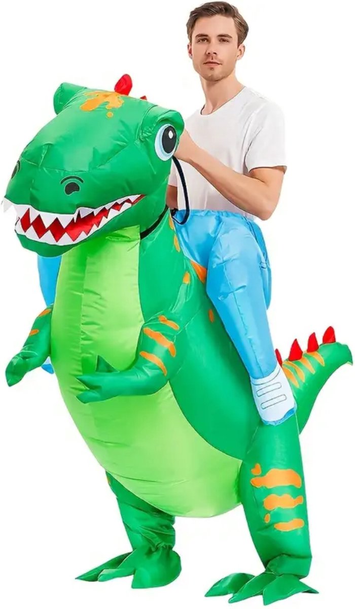 Bovista Dino Pak - Kostuum - Opblaasbaar - Dinosaurus - Opblaas - Halloween - Carnavalskleding - Heren - Dames - Volwassenen - T rex - Groen