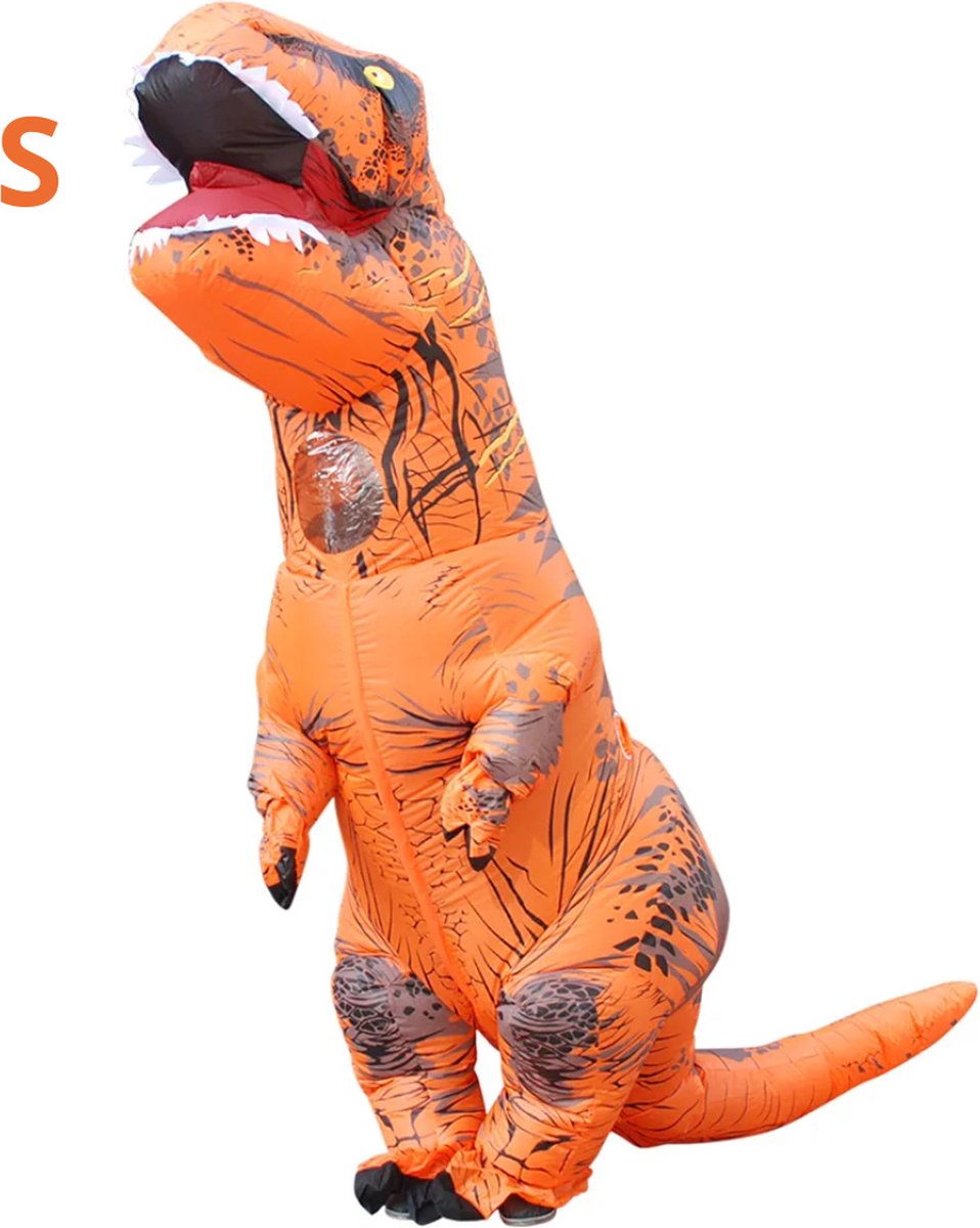 Bovista Dino Pak - Kostuum - Opblaasbaar - Dinosaurus - Opblaas - Halloween - Carnavalskleding - Kinderen - Kind - S - Oranje