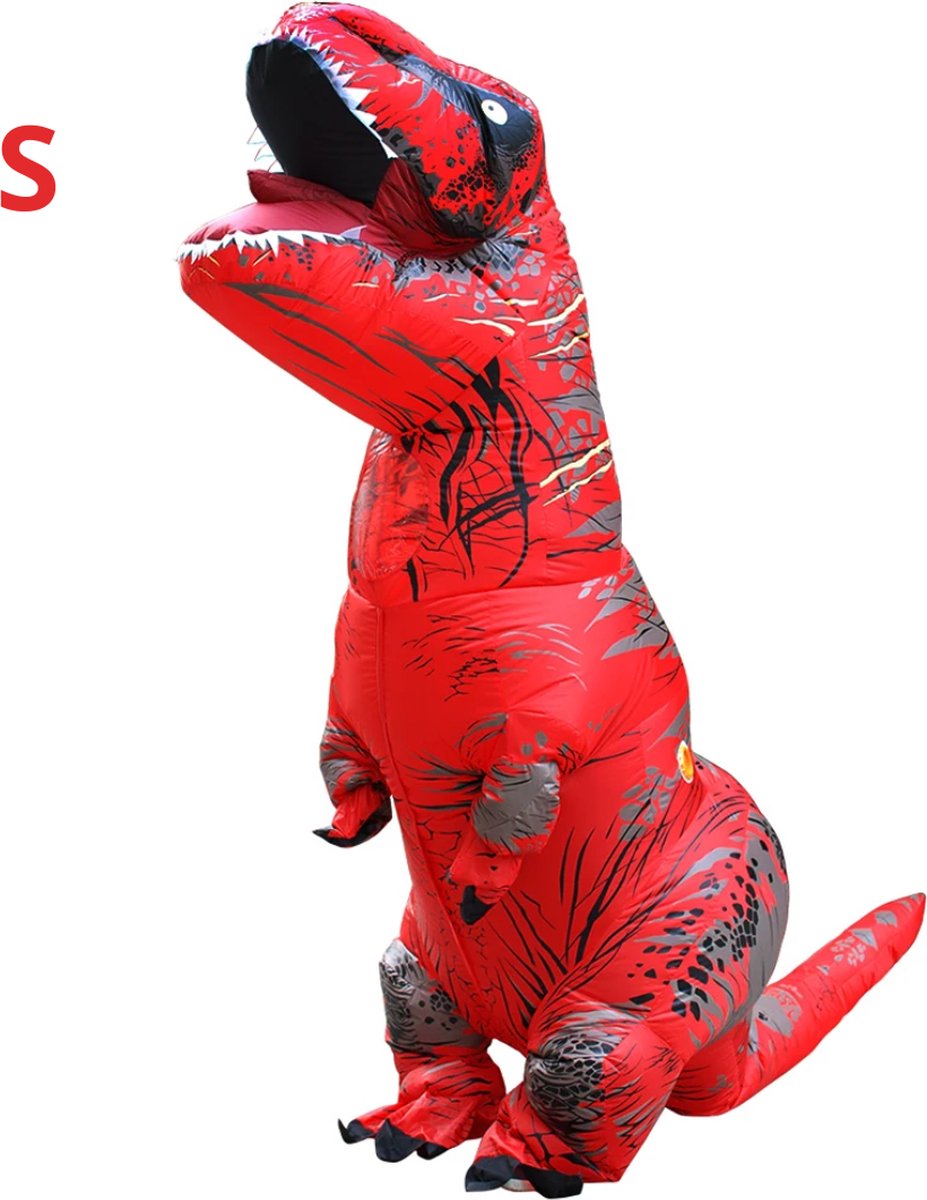 Bovista Dino Pak - Kostuum - Opblaasbaar - Dinosaurus - Opblaas - Halloween - Carnavalskleding - Kinderen - Kind - S - Rood