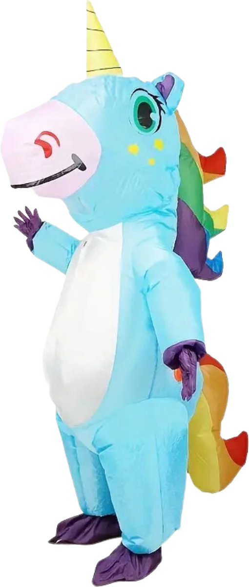 Bovista Dino Pak - Kostuum - Opblaasbaar - Eenhoorn Blauw - Opblaas - Halloween - Carnavalskleding - Voor Volwassenen 165-195cm