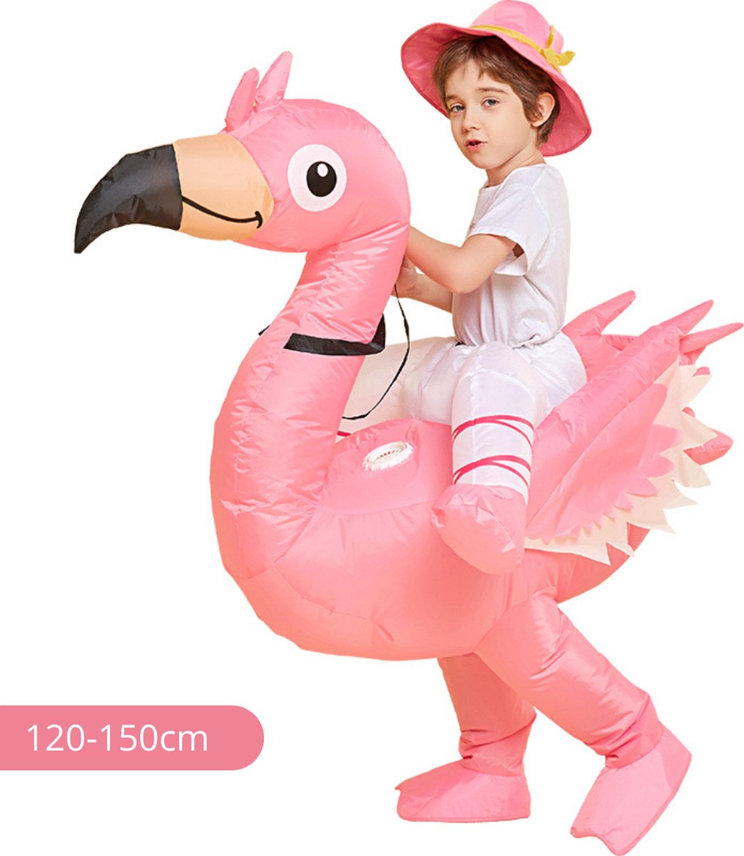 Bovista Dino Pak - Kostuum - Opblaasbaar - Roze Flamingo - Opblaas - Halloween - Carnavalskleding - Voor Kinderen 120-150cm