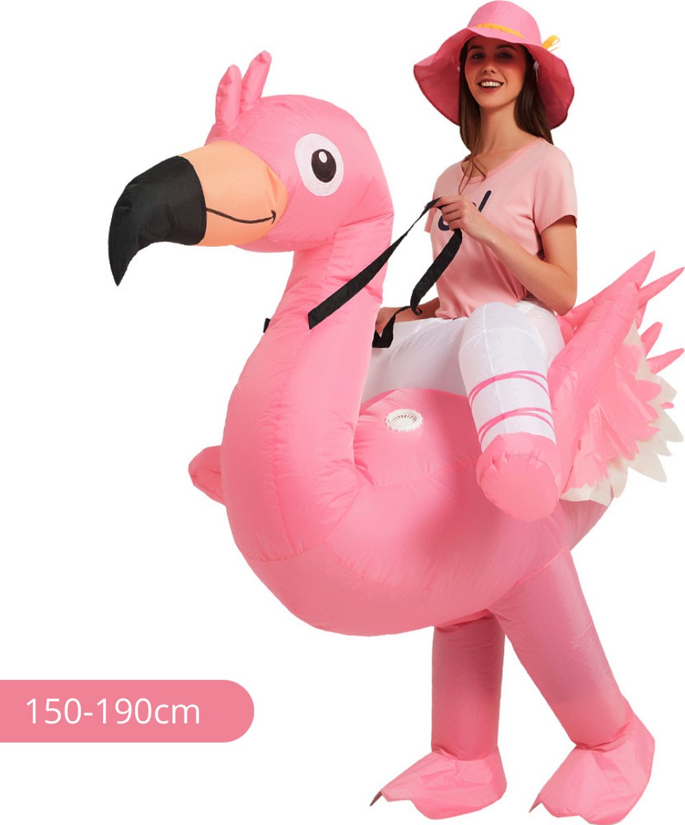 Bovista Dino Pak - Kostuum - Opblaasbaar - Roze Flamingo - Opblaas - Halloween - Carnavalskleding - Voor Volwassenen 150-190cm