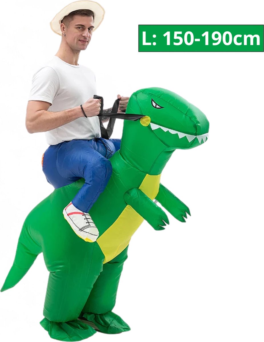 Bovista Dino Pak - Kostuum - Opblaasbaar - T-Rex - Opblaas - Halloween - Carnavalskleding - Voor Volwassenen - Adult 150-190cm