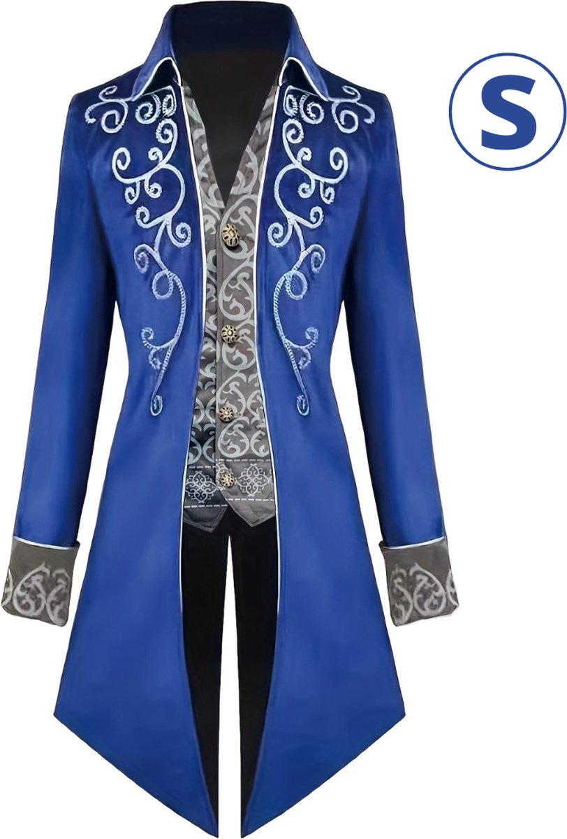 Bovista Halloween Kostuum - Halloween Outfit - Volwassenen - Piraat - Jas - Steampunk - Blauw - Maat S - Costume - Carnaval