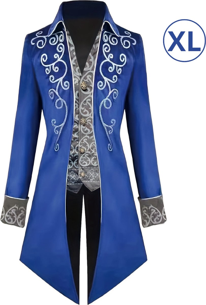 Bovista Halloween Kostuum - Halloween Outfit - Volwassenen - Piraat - Jas - Steampunk - Blauw - Maat XL - Costume - Carnaval