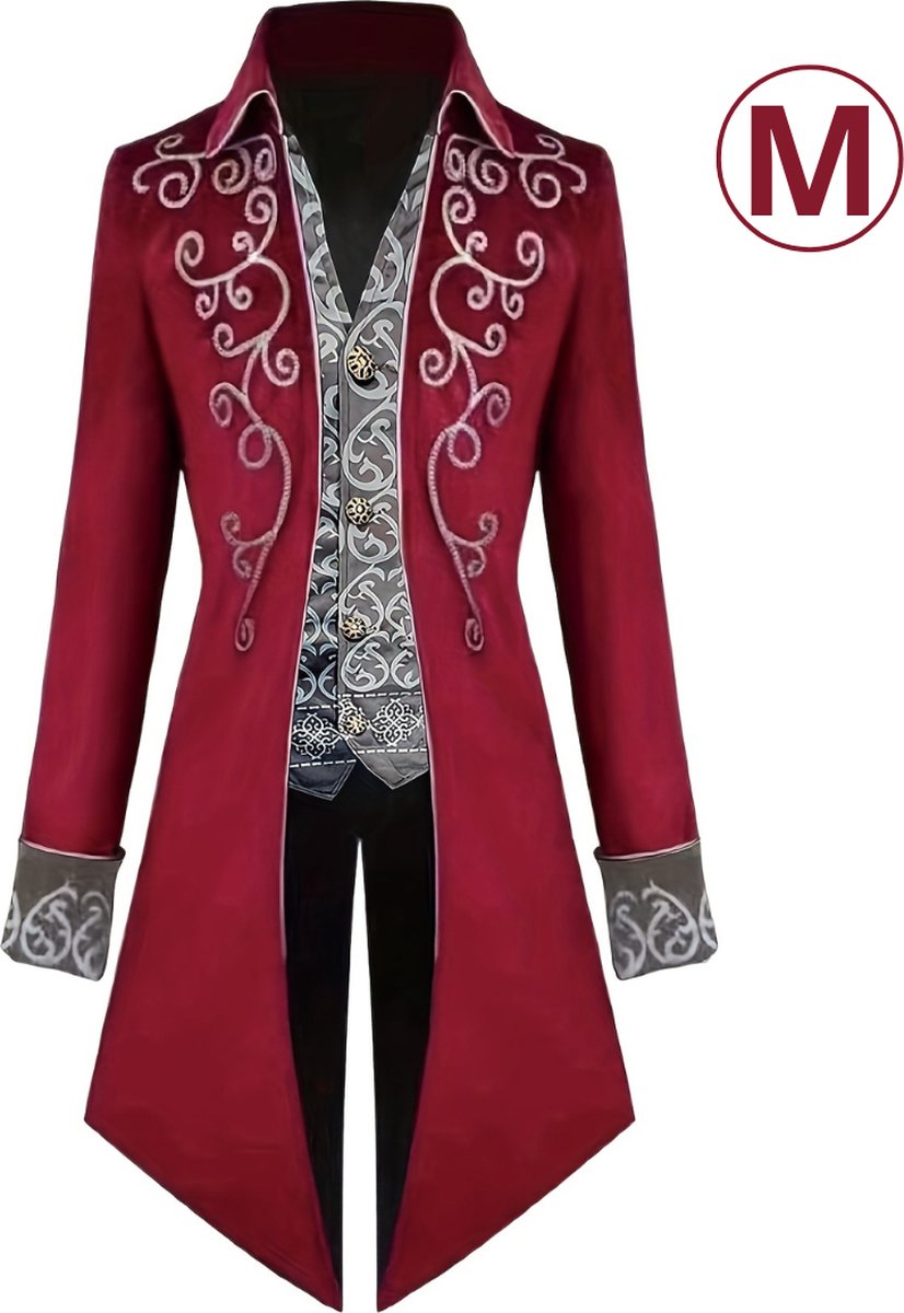 Bovista Halloween Kostuum - Halloween Outfit - Volwassenen - Piraat - Jas - Steampunk - Rood - Maat M - Costume - Carnaval