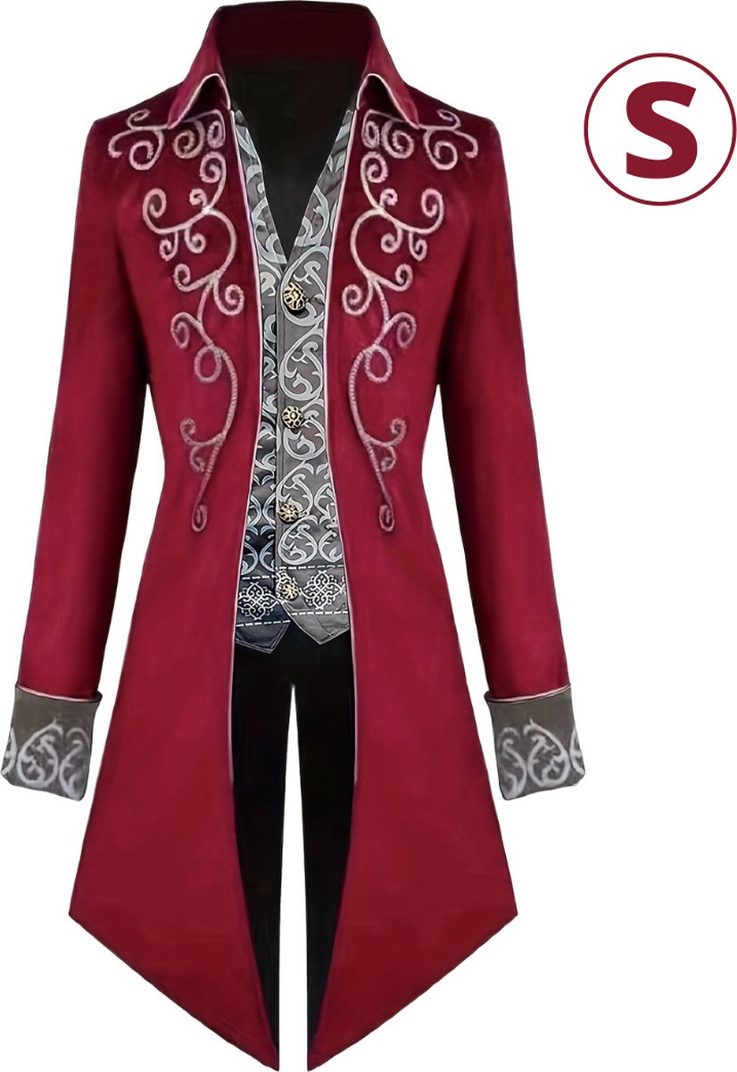 Bovista Halloween Kostuum - Halloween Outfit - Volwassenen - Piraat - Jas - Steampunk - Rood - Maat S - Costume - Carnaval