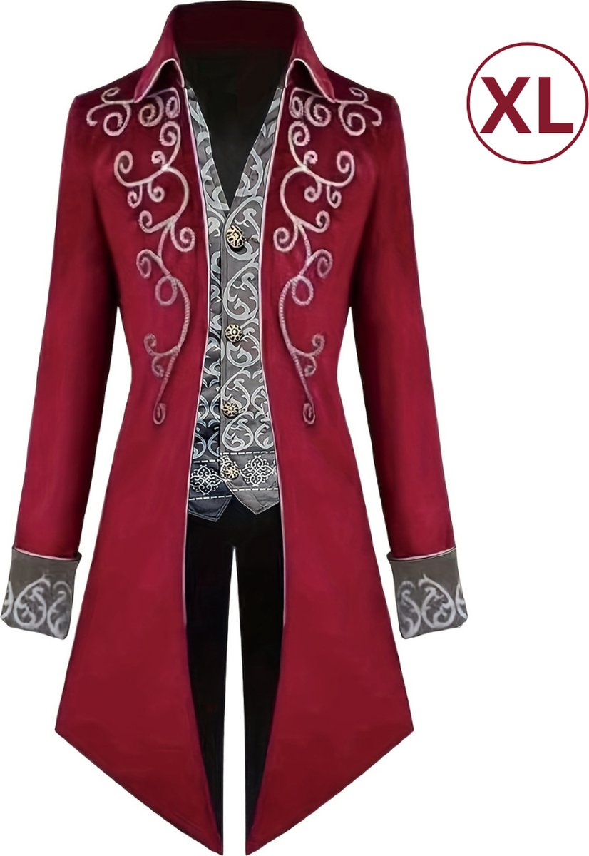 Bovista Halloween Kostuum - Halloween Outfit - Volwassenen - Piraat - Jas - Steampunk - Rood - Maat XL - Costume - Carnaval