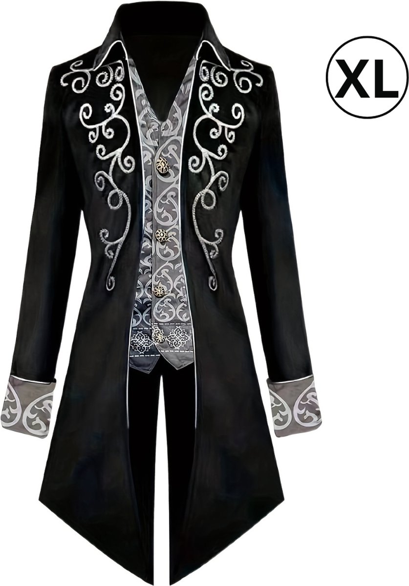 Bovista Halloween Kostuum - Halloween Outfit - Volwassenen - Piraat - Jas - Steampunk - Zwart - Maat XL - Costume - Carnaval