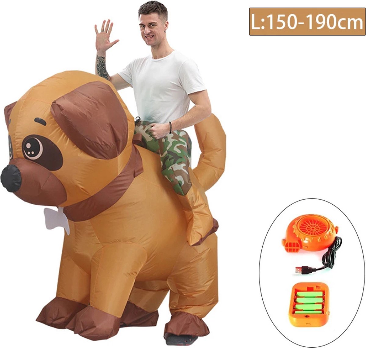 Bovista Opblaasbaar Kostuum - Hond - Opblaas - Halloween - Carnavalskleding - Voor Volwassenen - Adult 150-190cm