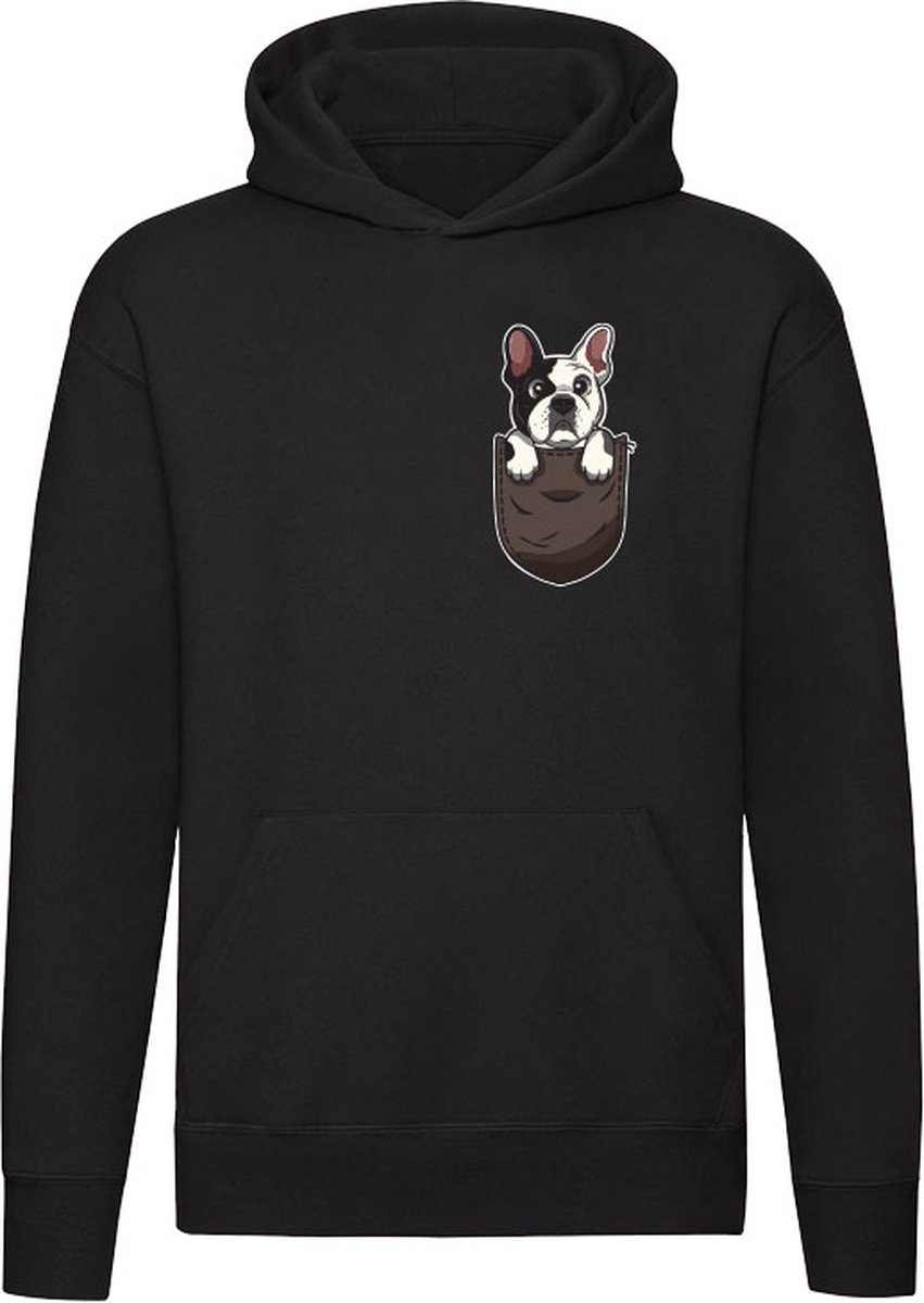 Bulldog In Borstzakje Hoodie - hond - zwart-wit - woef - dieren - huisdier