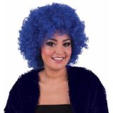 Carnaval verkleed pruik - Dames/heren - Blauw - Krullen - Clown -