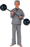 Carnaval verkleedkleding Gestreept boevenpak - voor kinderen - zwart/wit - Boef/crimineel/gevangene 104