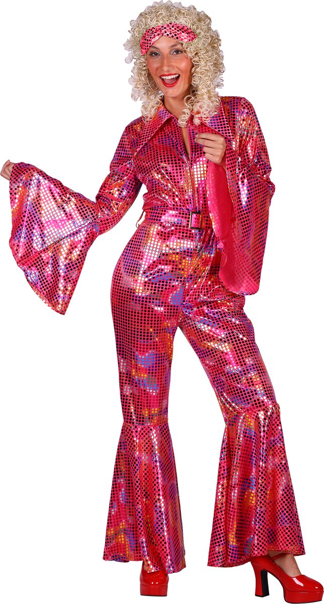 Catsuit Disco - Dames - Disco 80/90 - Hippie - Carnaval - Verkleedkleding - Rood - Maat XL