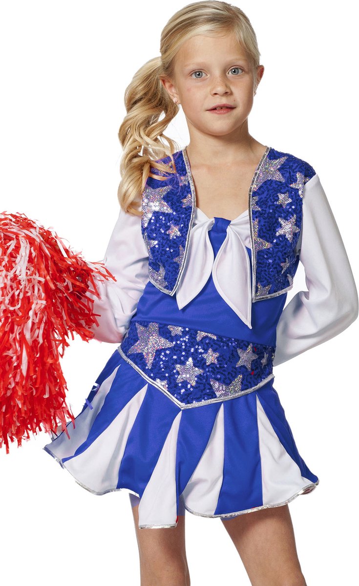 Cheerleader Jurk Kind Blauw - Maatkeuze: Maat 116