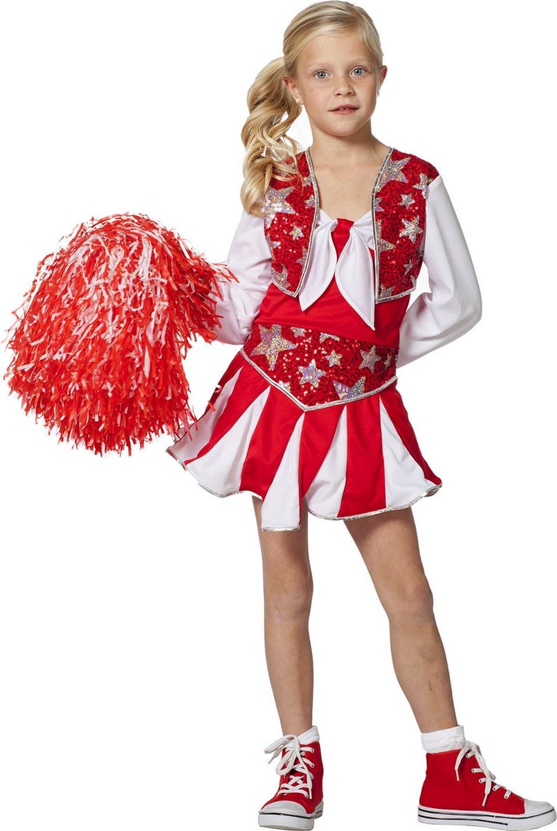 Cheerleader Jurk Kind Rood - Maatkeuze: Maat 128