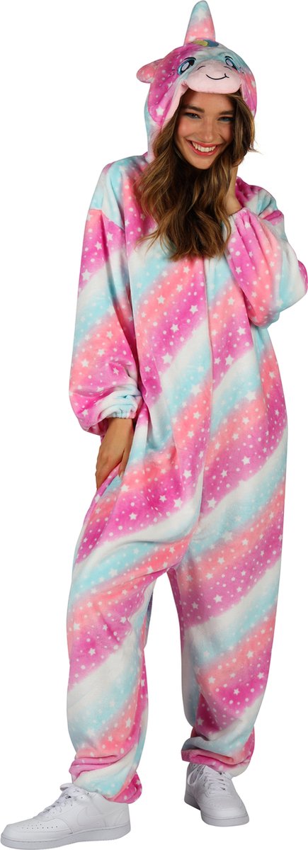 Dieren Kostuum Eenhoorn Volwassenen - Pluche - Dieren Onesie - Carnaval - Verkleedkleren Damen En Heren - Roze - Maat XL/XXL