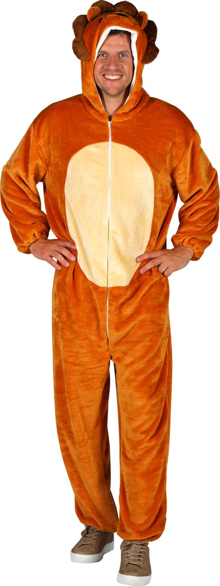 Dieren Kostuum Leeuw Volwassenen - Pluche - Dieren Onesie - Carnaval - Verkleedkleren Damen En Heren - Oranje/Bruin - Maat XS/S