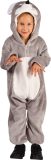 Dieren Kostuum Muis Kinderen - Pluche - Dieren Onesie - Carnaval - Verkleedkleren Kinderen - Grijs/Wit - Maat 140