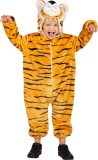 Dieren Kostuum Tijger Kinderen - Pluche - Dieren Onesie - Carnaval - Verkleedkleren Kinderen - Oranje/Zwart - Maat 92