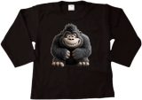 Dieren gorilla aap-T-shirt meisje-T-shirt jongen-met lange mouwen-Zwart-Vrolijke print dieren-Maat 104