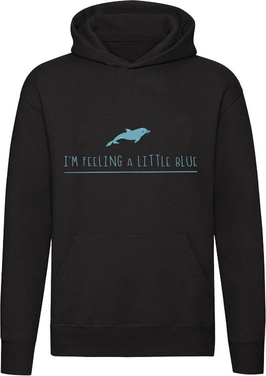 Dolfijn I'm feeling a little blue Hoodie -blauw - melancholie - depressief - schattig - eenzaam - woordspeling - dieren - taal - engels - humor - grappig