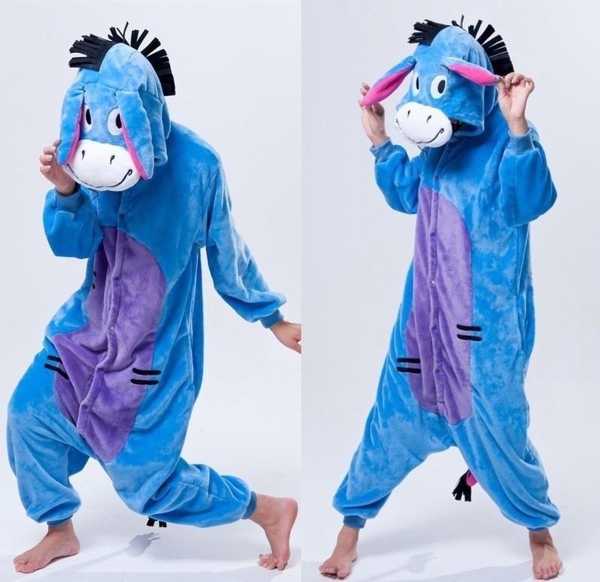 Ezel Kigurumi Onesie - Maat L - Cartoon Dier Cosplay Kostuum Pyjama Nachtkleding Jumpsuit Hoodie Volwassenen Kerst Halloween Carnaval