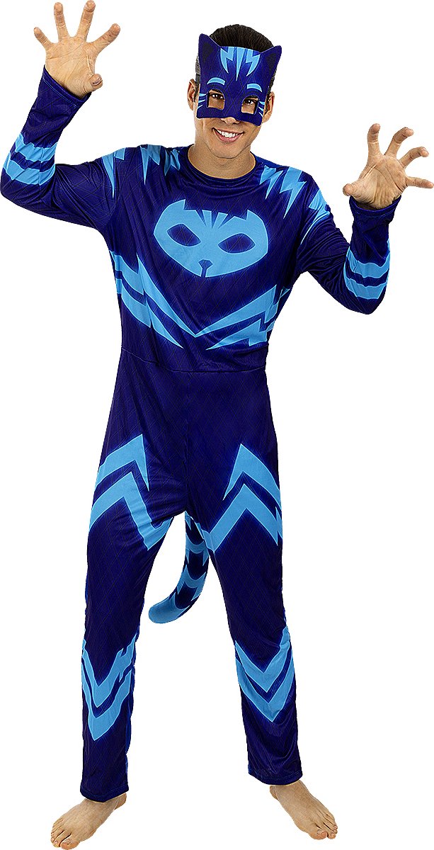 FUNIDELIA Catboy Kostuum voor mannen - PJ Masks - Maat: L - Blauw