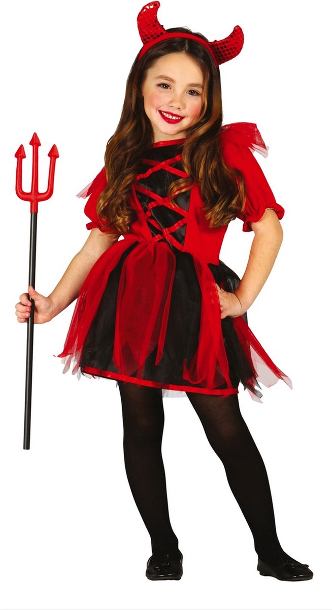 Fiestas Guirca - Cute Devil (7-9 jaar) - Halloween Kostuum voor kinderen - Halloween - Halloween kostuum meisjes