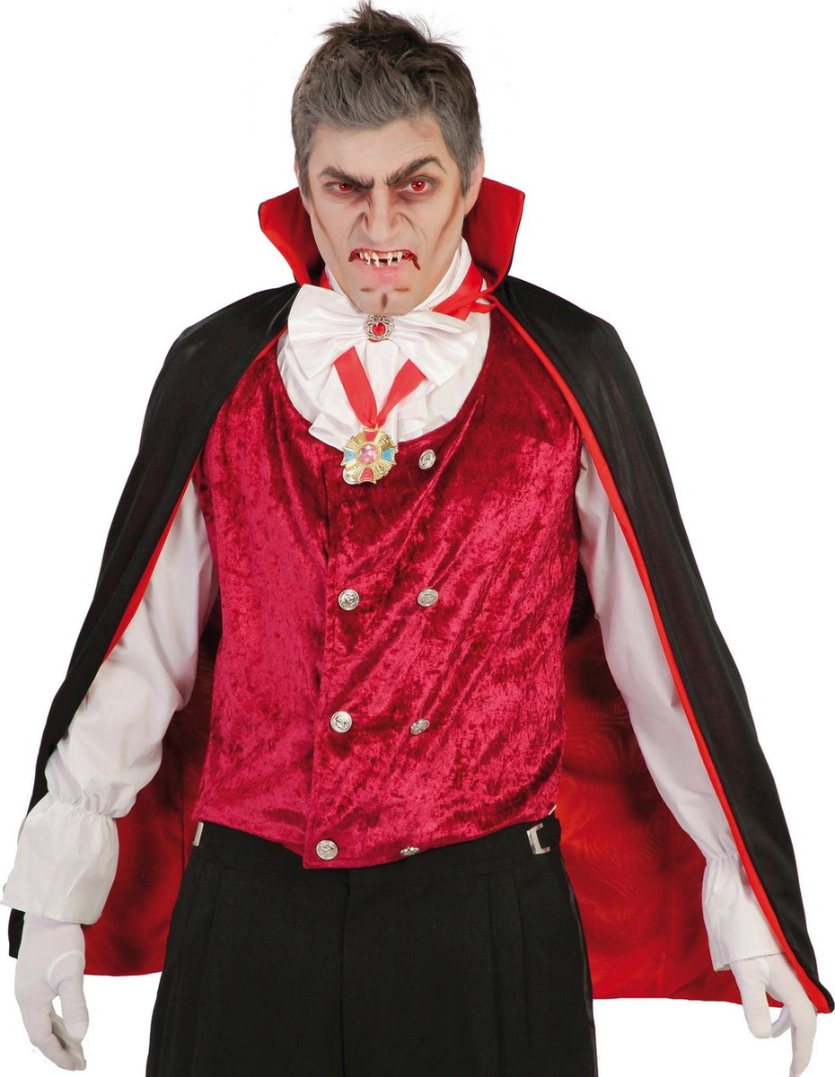 Fiestas Guirca Vampier/Dracula cape - zwart/rood - 90 cm - polyester - volwassenen - Halloween