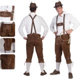 Funny Fashion - Boeren Tirol & Oktoberfest Kostuum - Luxe Lederhose Bierfeest Bernd - Bruin - Maat 44-46 - Carnavalskleding - Verkleedkleding