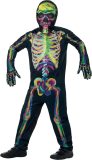 Glow in the dark skelet skinsuit kinderen - maat M