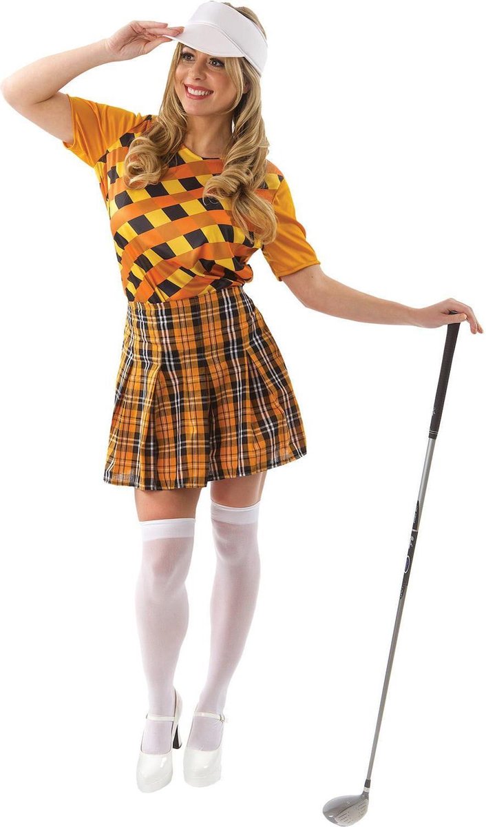 Golf kostuum dames carnaval oranje/zwart - Maat L