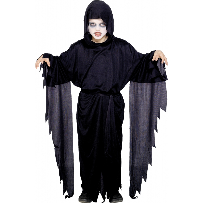 Halloween Scream verkleedkostuum voor kinderen - zwart - mantel 130-143 (7-9 jaar) -