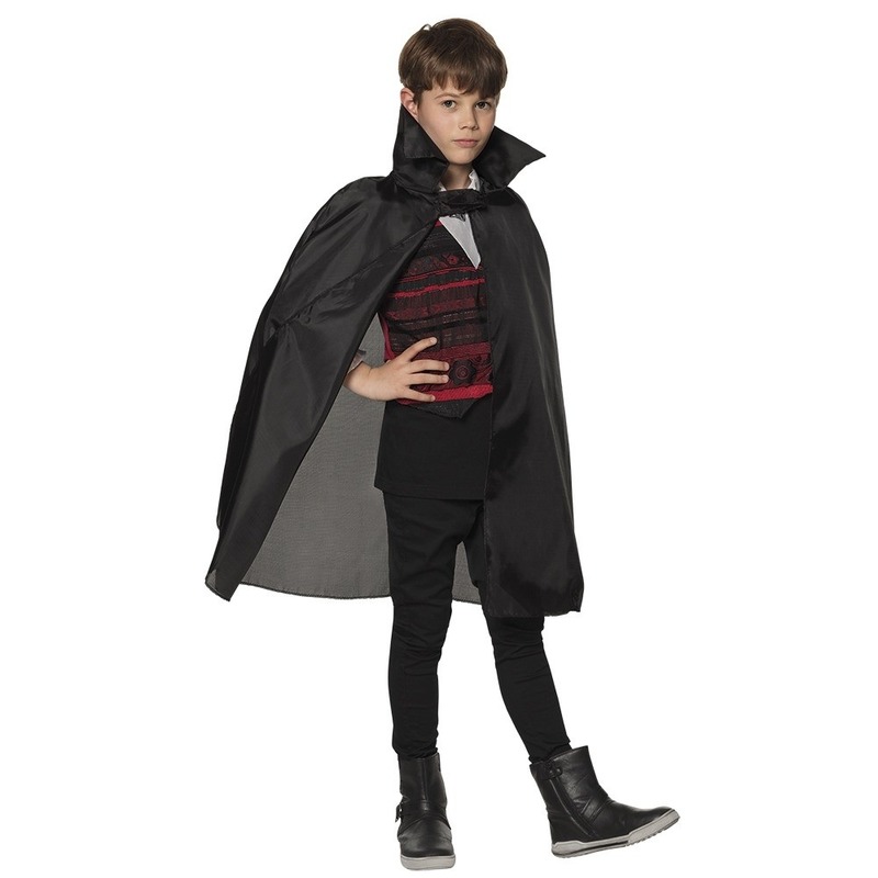 Halloween dracula verkleed cape voor kinderen - zwart - met kraag One size -