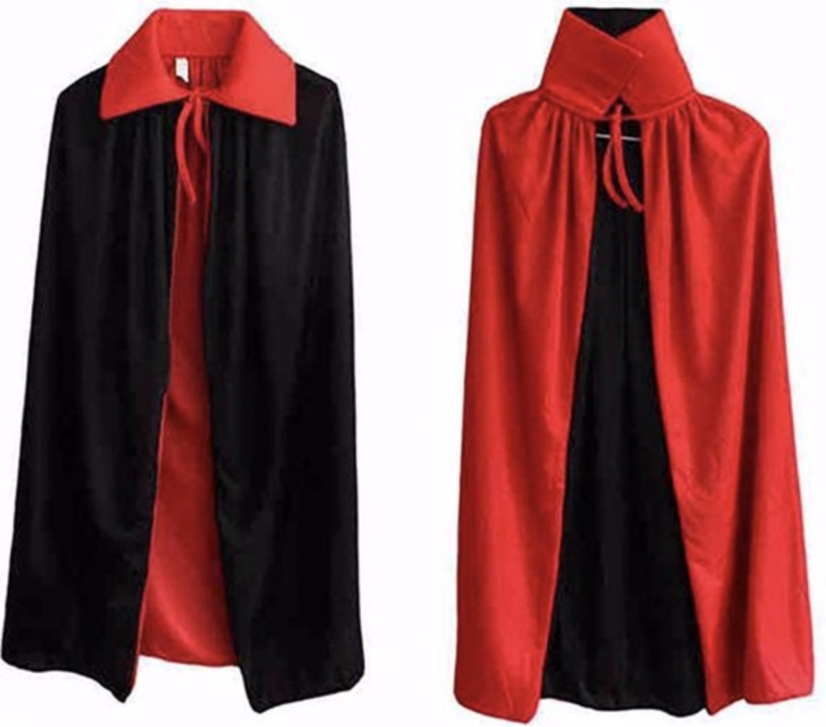 Halloween kostuum - Carnaval kostuum dames - Carnavalskleding heren - Kostuum - Vampier kostuum - Kraag - Zwarte Cape 120 CM- Rode Cape - Halloween kleding volwassenen