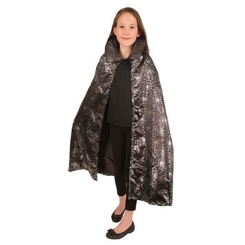 Halloween of carnaval verkleed cape - kinderen - spinnenweb print 128 -