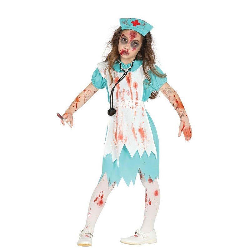 Halloween verkleedkleding zombie verpleegster/zuster kostuum - meisjes 10-12 jaar (140-152) -